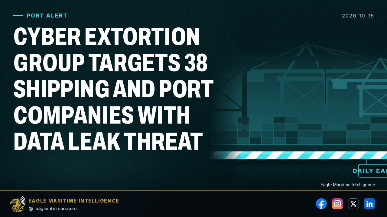 Cyber Extortion Group Targets 38 Shipping and Port — Oct 15