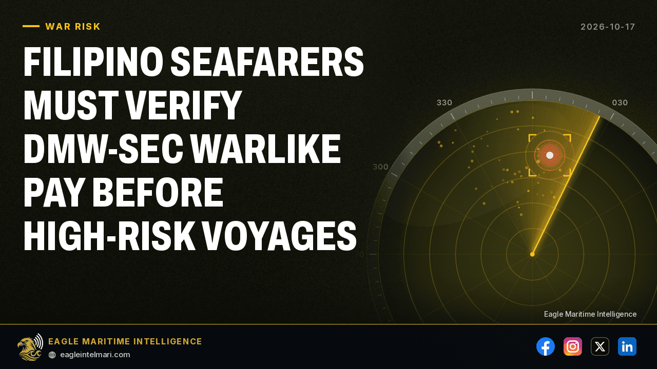 Filipino Seafarers Must Verify DMW-SEC Warlike Pay — Oct 17