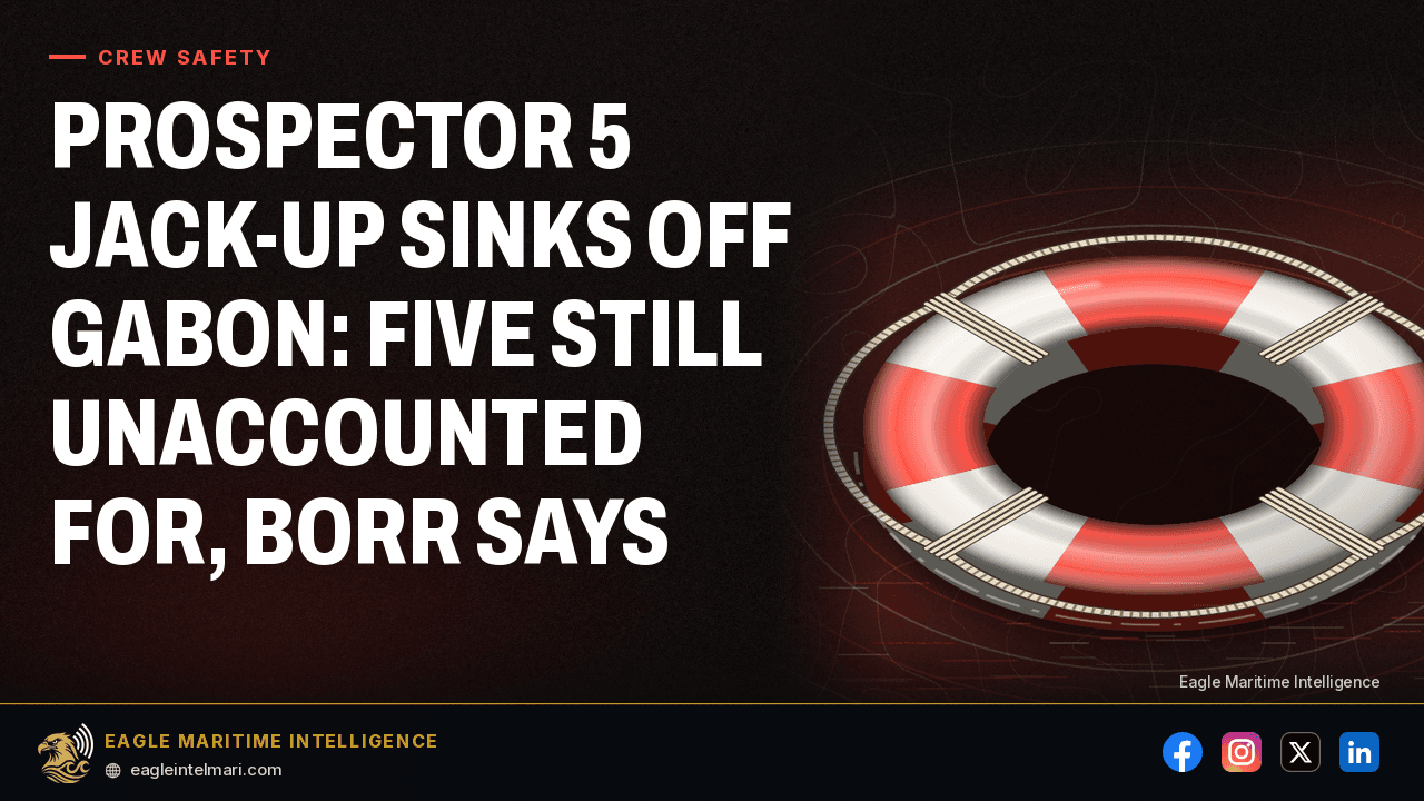 Prospector 5 Jack-Up Sinks Off Gabon: Five Still Unaccounted For, Borr Says