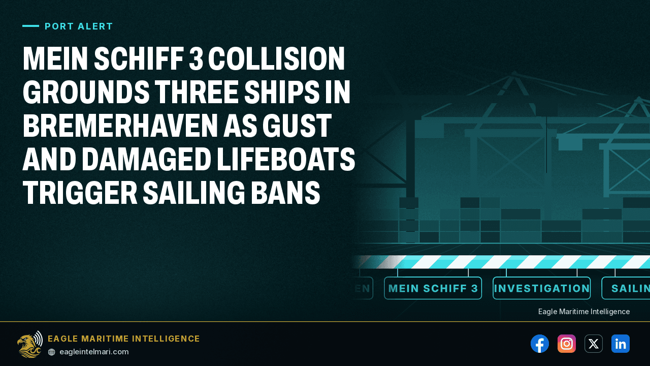 Mein Schiff 3 Collision Grounds Three Ships in Bremerhaven as Gust and Damaged Lifeboats Trigger Sailing Bans
