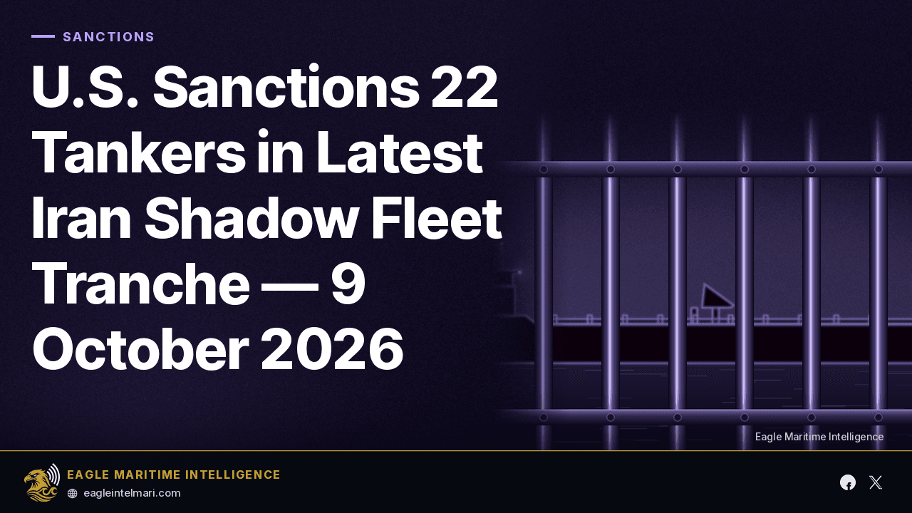 U.S. Sanctions 22 Tankers in Latest Iran Shadow Fleet Tranche — 9 October 2026