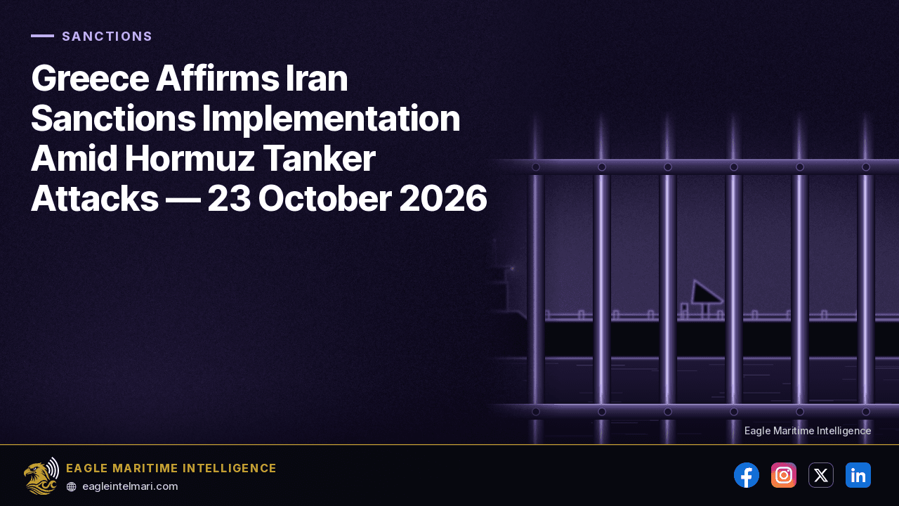 Greece Affirms Iran Sanctions Implementation Amid Hormuz Tanker Attacks — 23 October 2026