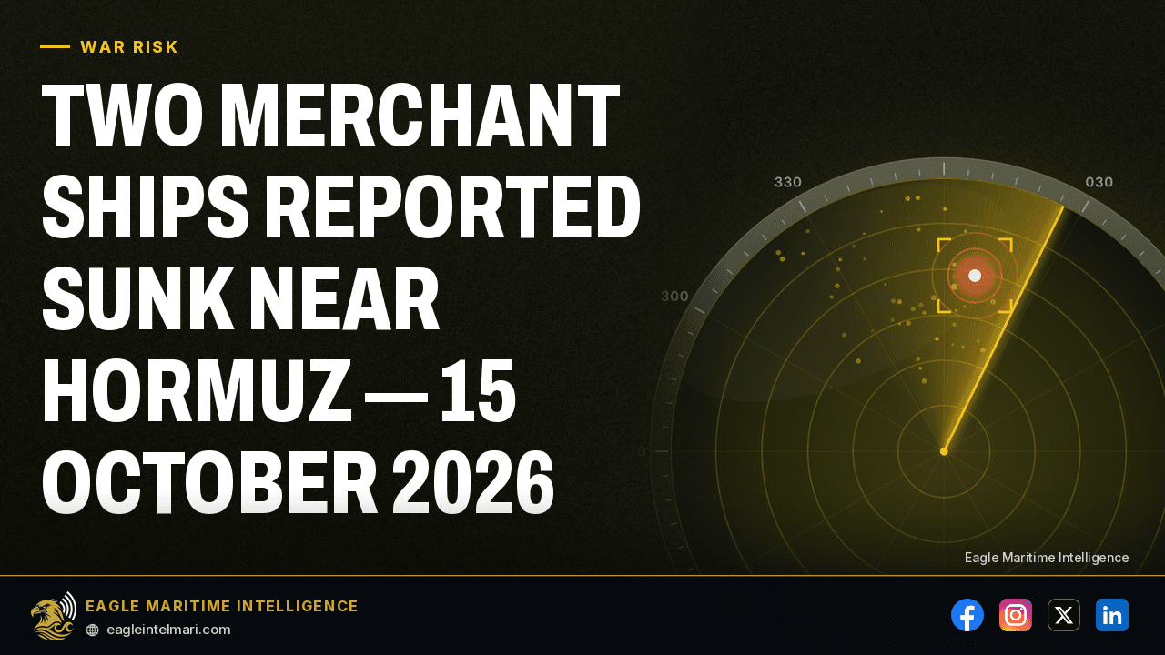 Two Merchant Ships Reported Sunk Near Hormuz — 15 October 2026