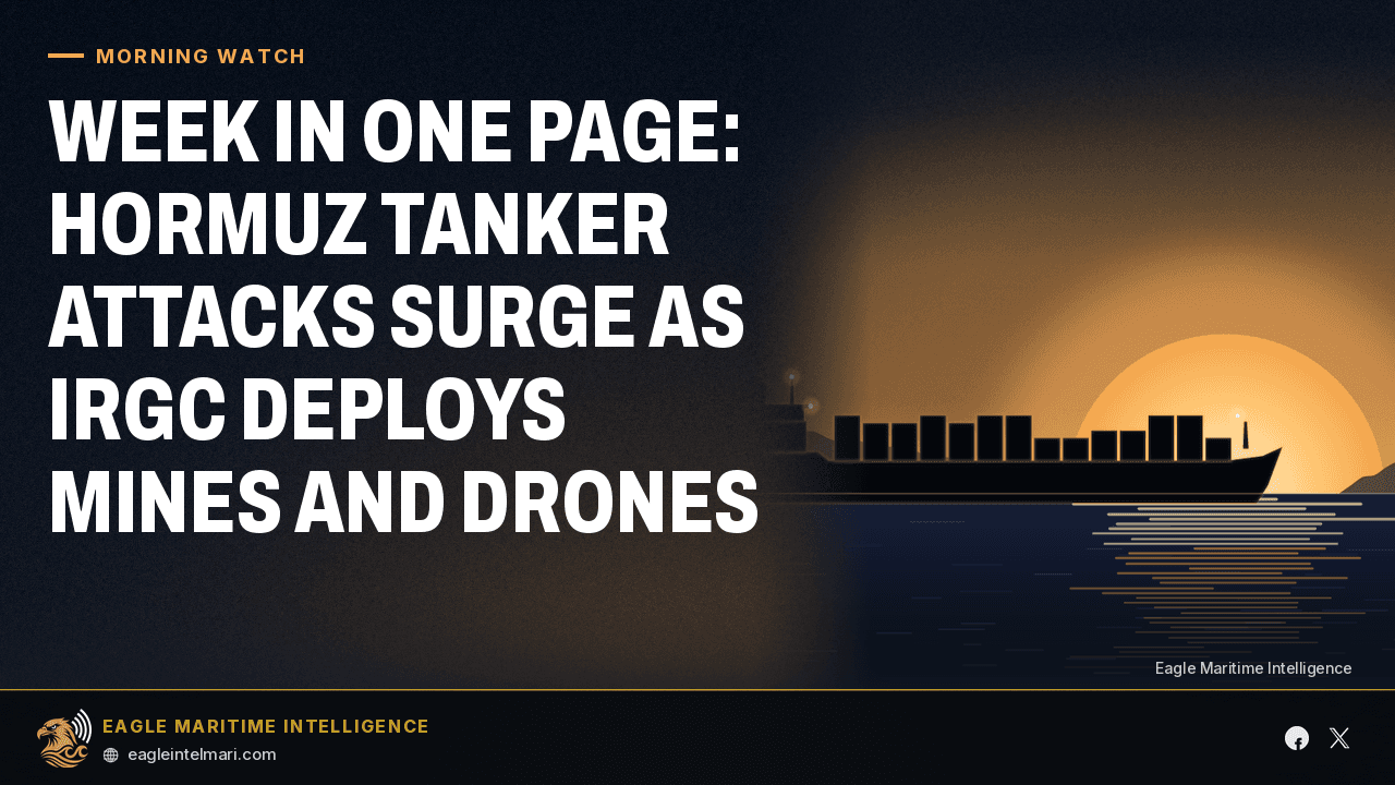 Week in One Page: Hormuz Tanker Attacks Surge as IRGC Deploys Mines and Drones