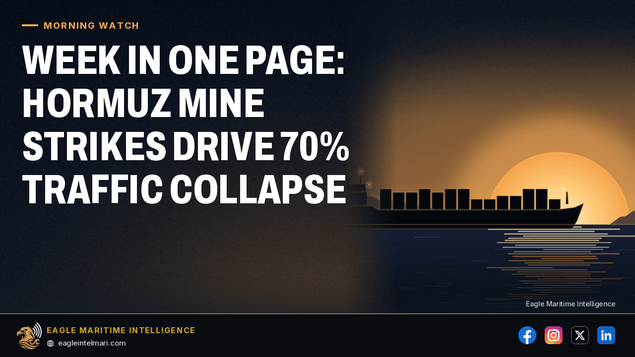 Week in One Page: Hormuz Mine Strikes Drive 70% Traffic Collapse