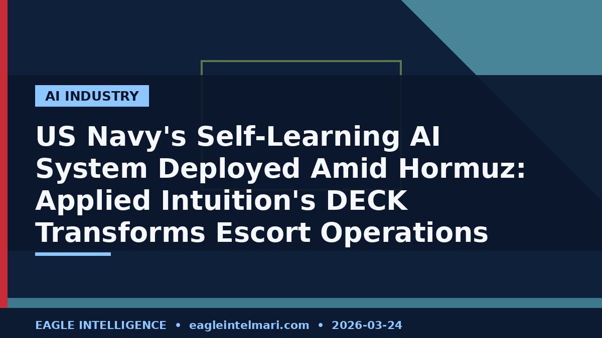 US Navy's Self-Learning AI System Deployed Amid Hormuz: Applied Intuition's DECK Transforms Escort Operations