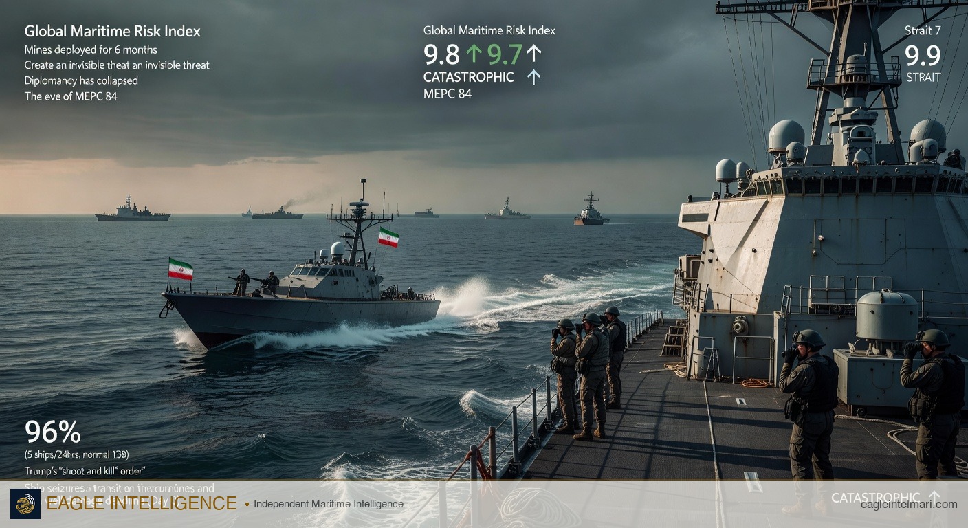 Five-Strait Scorecard: Day 57 — Diplomacy Dead, Mines for Six Months, MEPC 84 Eve