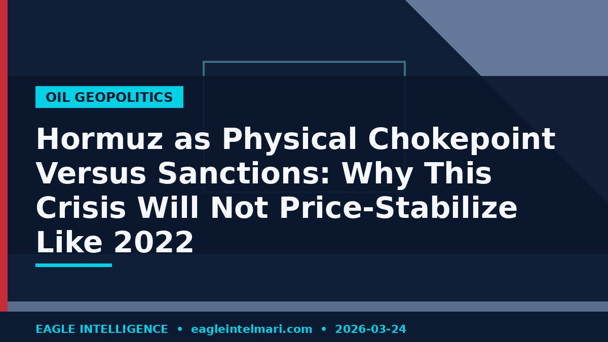Hormuz as Physical Chokepoint Versus Sanctions: Why This Crisis Will Not Price-Stabilize Like 2022
