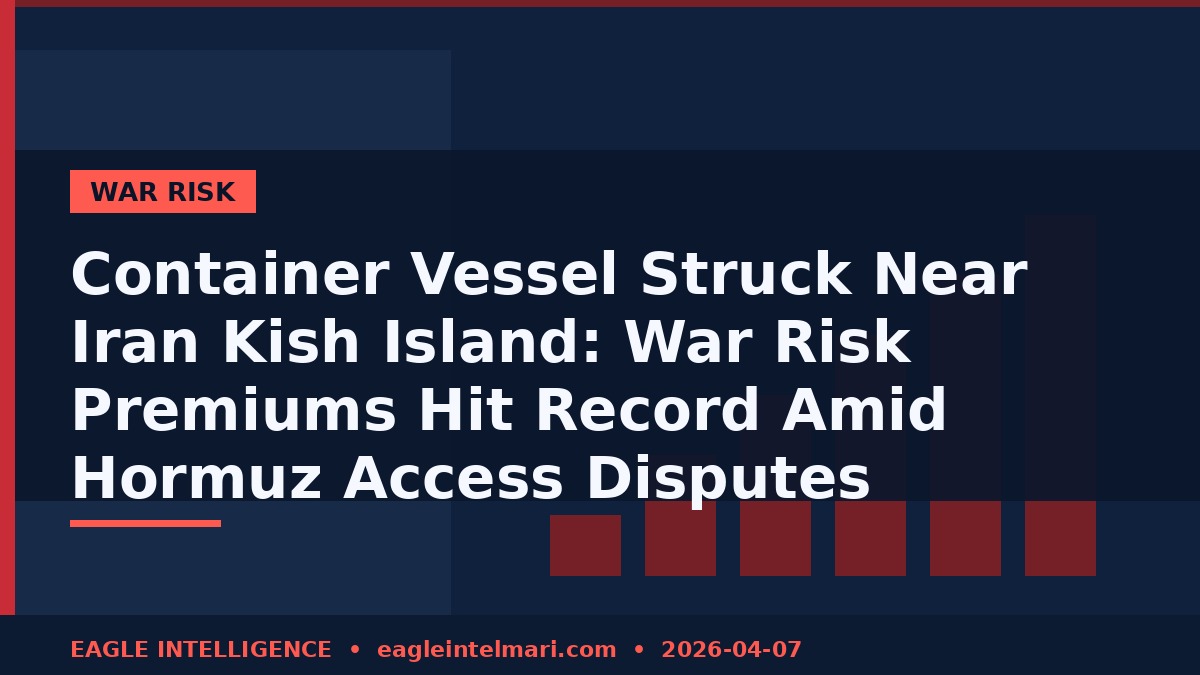 Container Vessel Struck Near Iran Kish Island: War Risk Premiums Hit Record Amid Hormuz Access Disputes