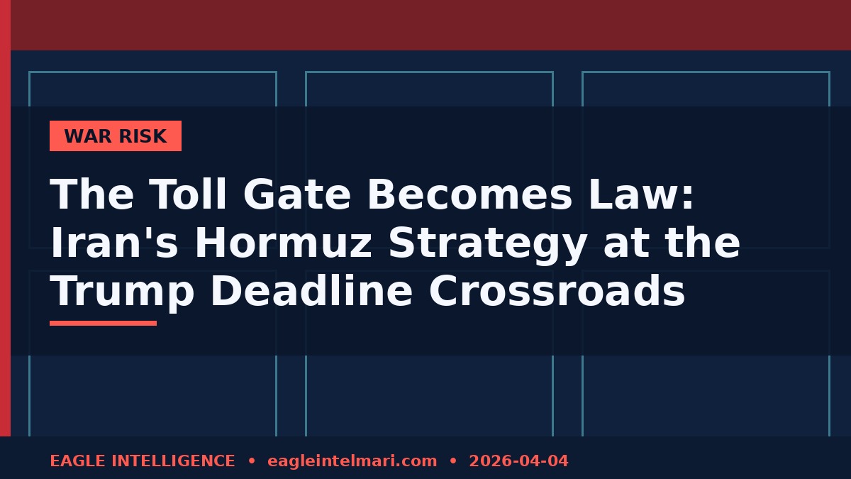 The Toll Gate Becomes Law: Iran's Hormuz Strategy at the Trump Deadline Crossroads
