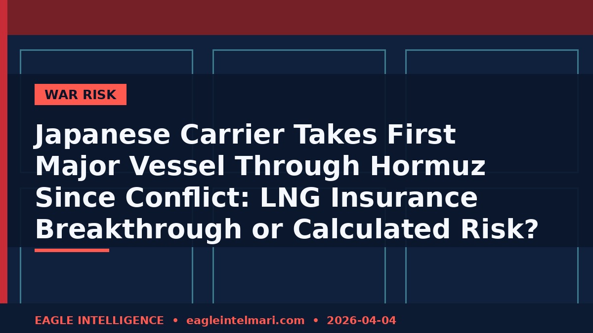 Japanese Carrier Takes First Major Vessel Through Hormuz Since Conflict: LNG Insurance Breakthrough or Calculated Risk?