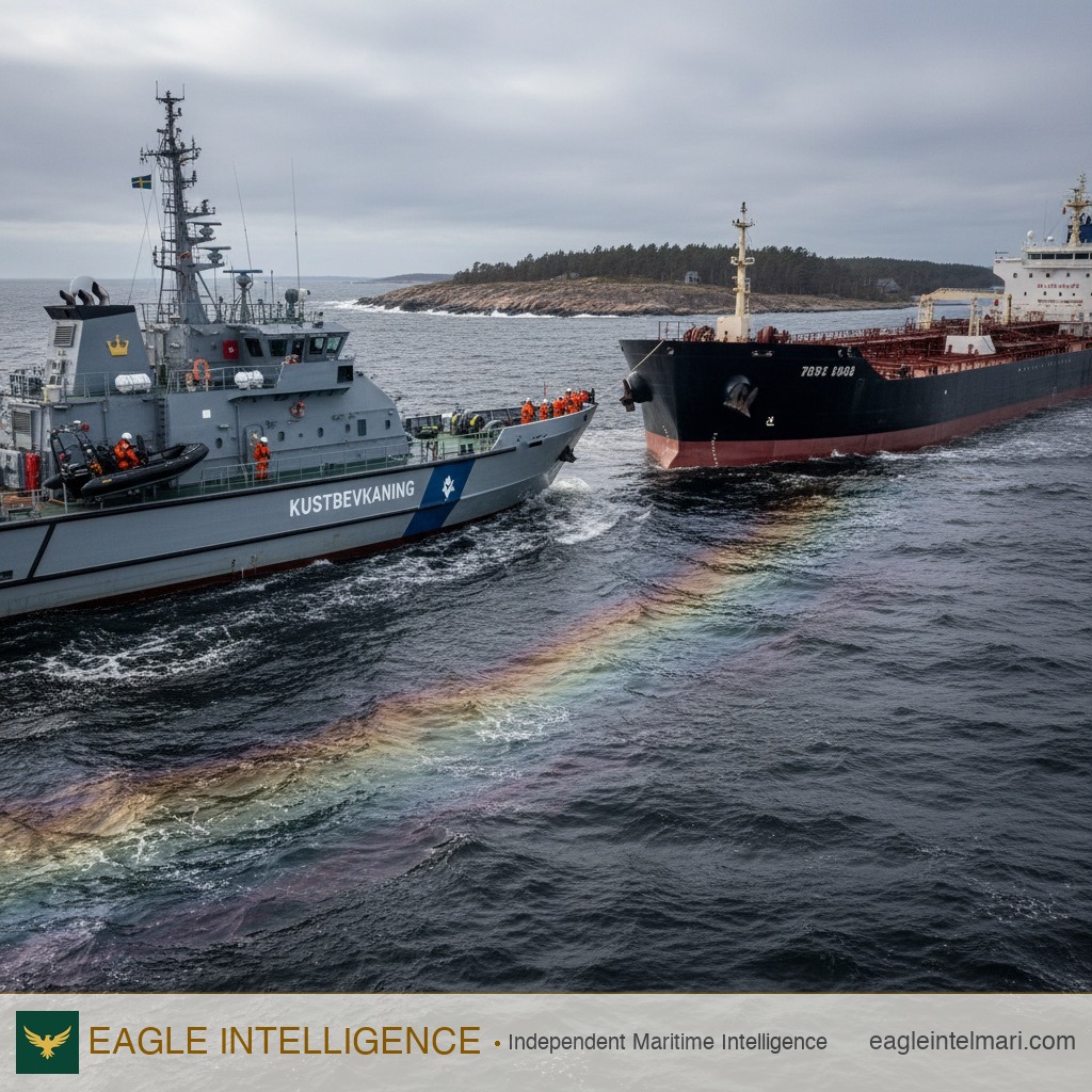 Sweden Detains Russian Shadow Fleet Tanker Flora 1 After 12km Oil Spill in Baltic Sea